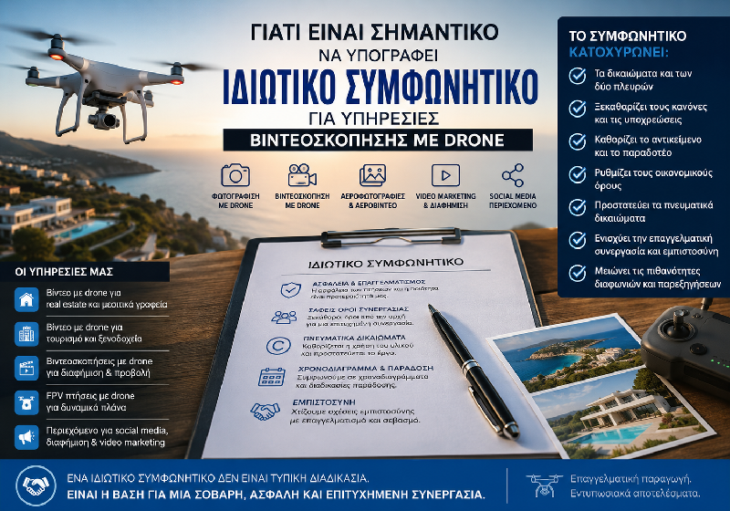 Γιατί είναι απαραίτητο το ιδιωτικό συμφωνητικό στις υπηρεσίες βιντεοσκόπησης με drone