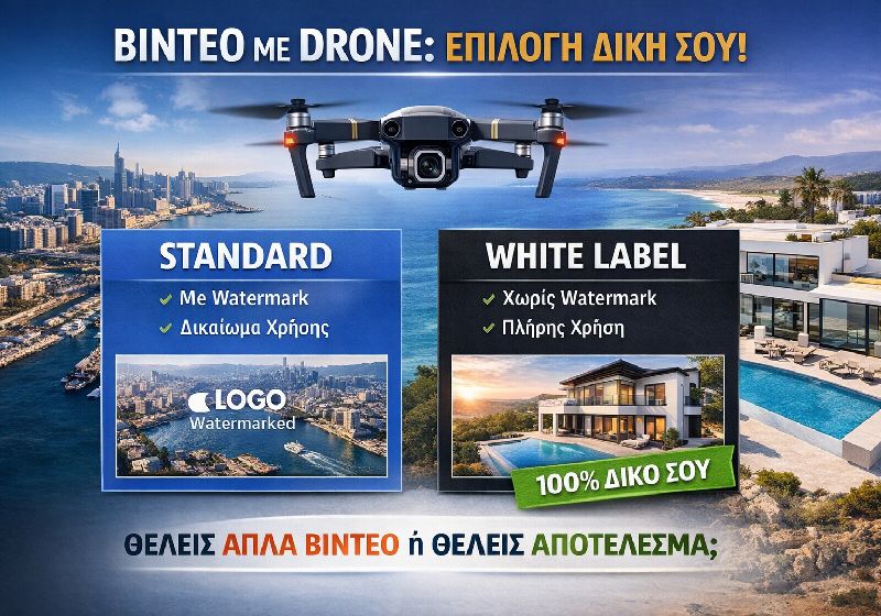 Βίντεο με drone, πνευματική ιδιοκτησία και watermark.