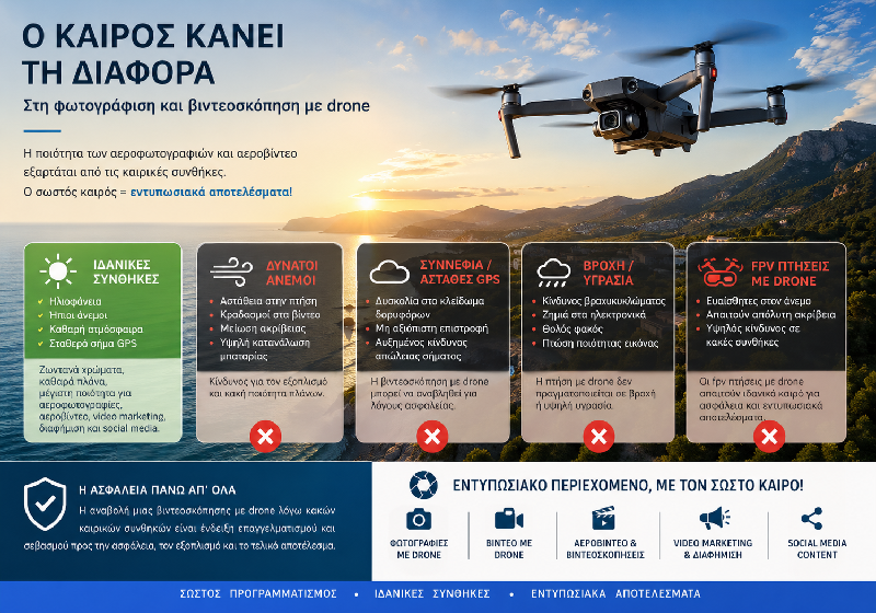 Οι καιρικές συνθήκες σε μια φωτογράφιση και βιντεοσκόπηση με drone.