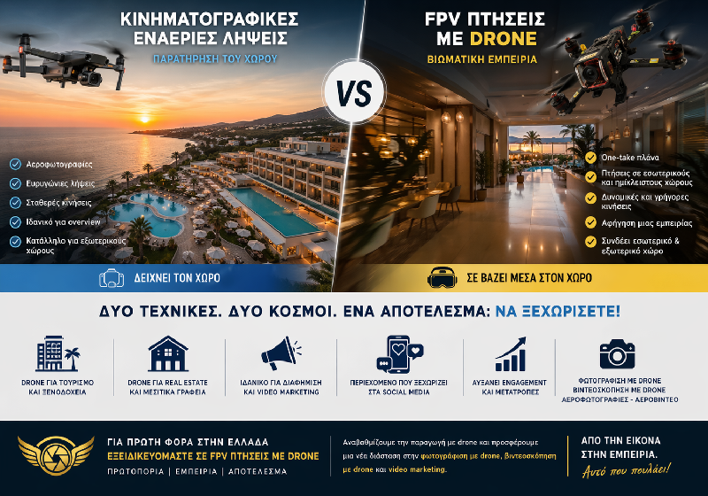 Κινηματογραφικές λήψεις vs FPV λήψεις με drone