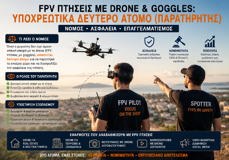 Το δεύτερο άτομο (παρατηρητής)  στις fpv πτήσεις drone με γυαλιά
